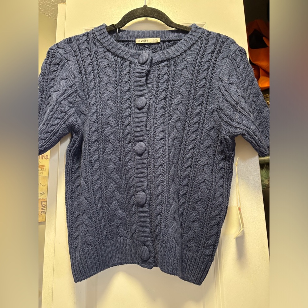 Devoted Cable Knit button up Sweater - Size S